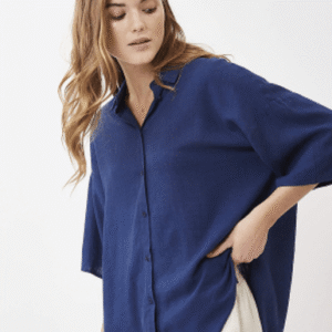 NAVY BLUE RELAXED FIT BUTTON-DOWN SHIRT